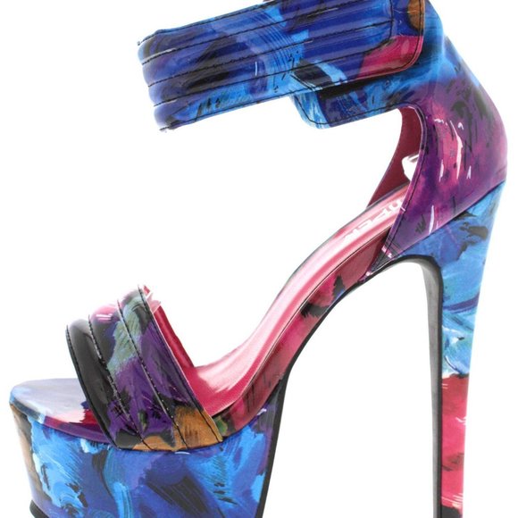 Multi-Color Platform Spring Heels - Picture 2 of 2